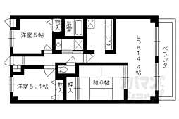 阪急嵐山線 上桂駅 徒歩14分の賃貸マンション 4階3LDKの間取り