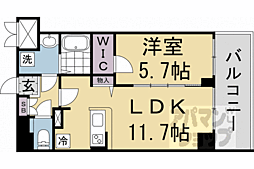 京都市営烏丸線 今出川駅 徒歩23分の賃貸マンション 2階1LDKの間取り