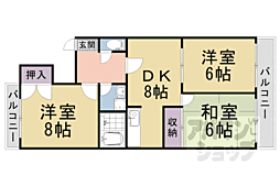 サンサーラ乾 3DKの間取図画像