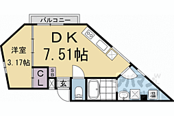 ＣＲＥＯ太秦天神川 1階1DKの間取り