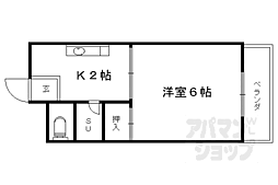ハイムユアーズ 4階1Kの間取り