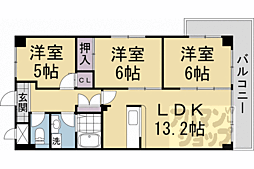 近鉄京都線 十条駅 徒歩9分の賃貸マンション 4階3LDKの間取り