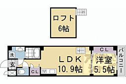 アドマステラス壬生松原 3階1LDKの間取り