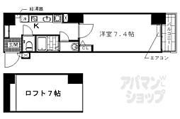 グリシーヌ京都西院 5階1Kの間取り