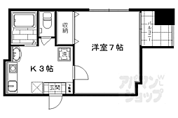 京都市営烏丸線 五条駅 徒歩3分の賃貸マンション 5階1Kの間取り