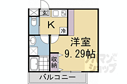 フラッティ西京極 4階1Kの間取り