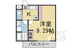フラッティ西京極 4階1Kの間取り
