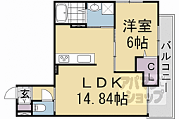 Ｓｉｄｅ西ノ京 2階1LDKの間取り