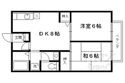 クレール嵯峨 1階2DKの間取り