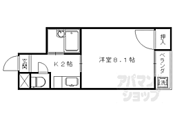 ハイツフラーデン 1階1Kの間取り
