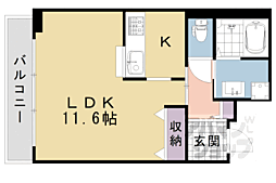 阪急嵐山線 上桂駅 徒歩9分の賃貸マンション 3階1Kの間取り