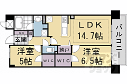 パデシオン西大路御池駅前 5階2LDKの間取り