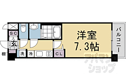 アスヴェル京都壬生ＥＡＳＴ 2階1Kの間取り