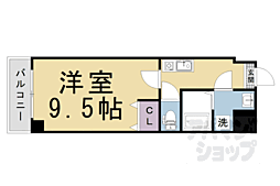 阪急嵐山線 上桂駅 徒歩2分の賃貸マンション 2階1Kの間取り