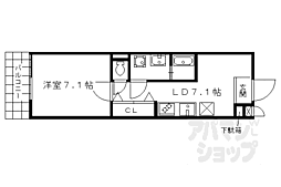 グレース西ノ京 2階1LDKの間取り