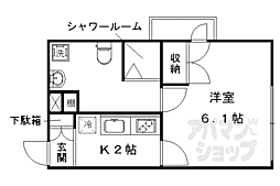 グレースアレイ西院 3階1Kの間取り