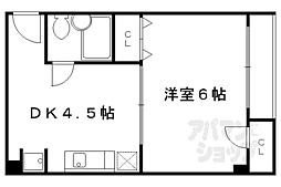 ドゥエル嵯峨の荘 4階1DKの間取り