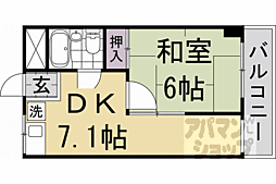 近鉄京都線 十条駅 徒歩12分の賃貸マンション 3階1SDKの間取り