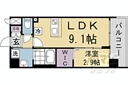 京都市営烏丸線 十条駅 徒歩4分の賃貸マンション 4階1LDKの間取り