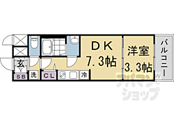近鉄京都線 十条駅 徒歩4分の賃貸マンション 4階1DKの間取り