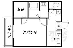 ヴィヴィセレサ二番館 2階1Kの間取り