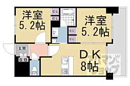 JR東海道・山陽本線 西大路駅 徒歩9分の賃貸マンション 2階2DKの間取り