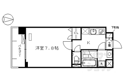 京都市営烏丸線 五条駅 徒歩10分の賃貸マンション 2階1Kの間取り