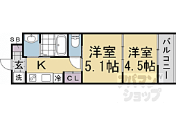 JR東海道・山陽本線 京都駅 徒歩15分の賃貸マンション 3階2Kの間取り