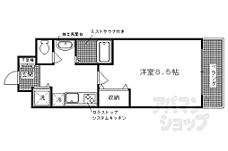 ＣＡＳＡ　ＧＲＡＮ洛西 4階1Kの間取り