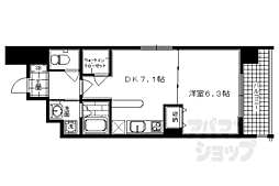 京都市営烏丸線 五条駅 徒歩3分の賃貸マンション 5階1DKの間取り
