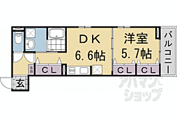 ヒカルサ京都梅津東 1DKの間取図画像