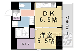 京都地下鉄東西線 京都市役所前駅 徒歩1分の賃貸マンション 6階1DKの間取り