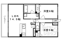 リフレ花園 1階2LDKの間取り
