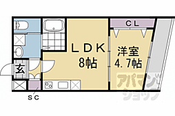 ARCA嵯峨嵐山 1LDKの間取図画像