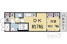 ファステート京都壬生フィエロ 4階1DKの間取り