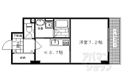 ヴァンヴェルデ西京極 4階1Kの間取り