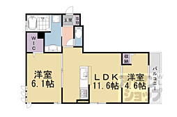 サニーコート嵯峨 3階2LDKの間取り
