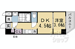 レシオス京都嵯峨野 1DKの間取図画像