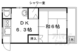 第1田井中ビル 1DKの間取図画像