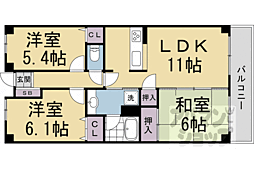 レジディア太秦 3LDKの間取図画像