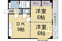 ヴェルナ西京極 2LDKの間取図画像