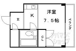 グランタック竜安寺 1Kの間取図画像