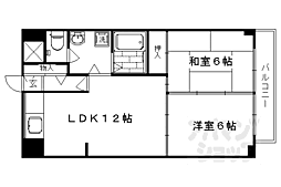 シャトル朱雀 2LDKの間取図画像