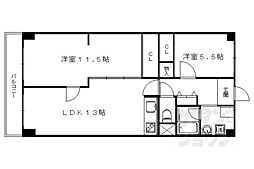マンハイム五条 2LDKの間取図画像