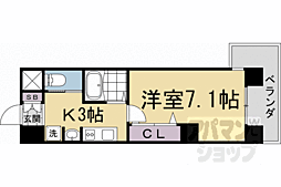 UnCastello西院 1Kの間取図画像
