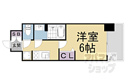 プレサンスTHEKYOTO東福寺EAST 1Kの間取図画像