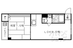 マンションいそい常盤 1LDKの間取図画像