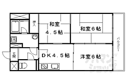西京極ガーデンハイツ 3DKの間取図画像