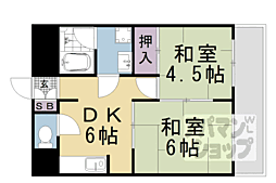西京極ハイツ 2DKの間取図画像