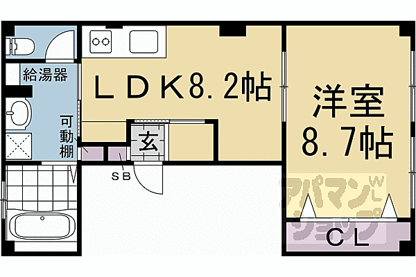 京都府京都市左京区田中北春菜町(賃貸マンション1LDK・2階・38.54㎡)の写真 その2